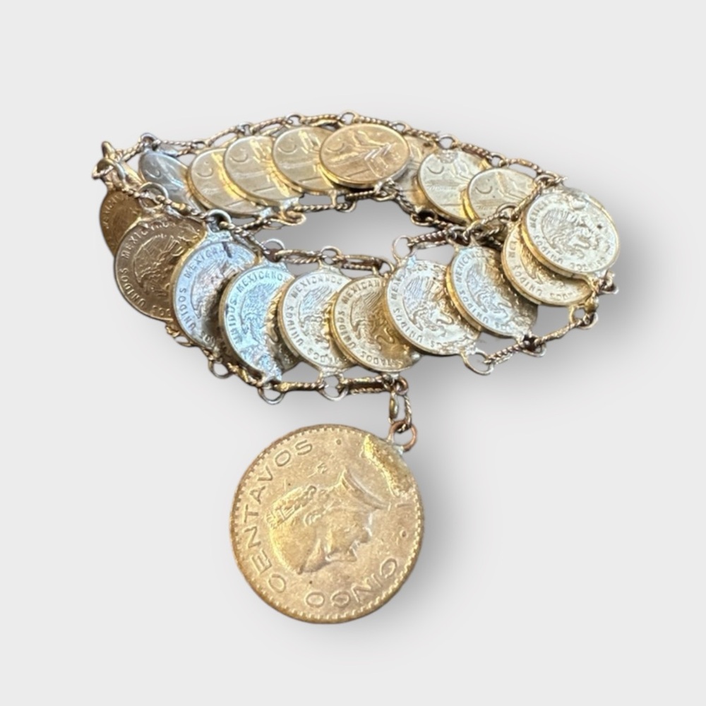 Vintage 1950’s Mexican souvenir Coin Bracelet